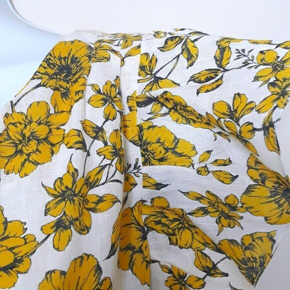 Christy Lynn Linen Floral One Shoulder Midi Dress 0 Yellow Party Wedding Event - Picture 4 of 11